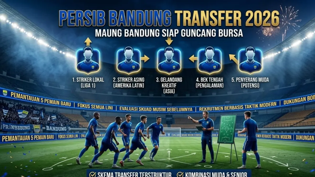 Persib Bandung transfer 2026 jadi sorotan, Maung Bandung pantau 5 pemain baru untuk perkuat skuad Liga 1 musim depan.