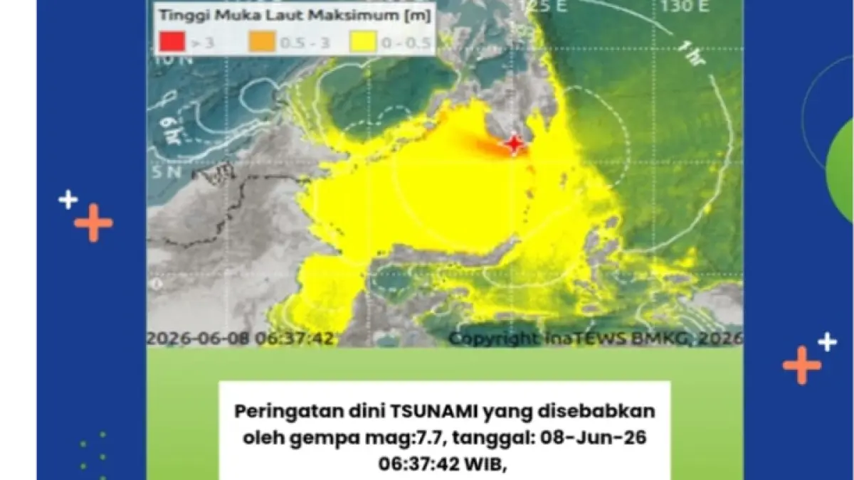 Peringatan dini tsunami akibat gempa 7,7 magnitudo di Mindanao, Filipina, resmi diakhiri BMKG setelah pemantauan kondisi laut.(BMKG.COM)