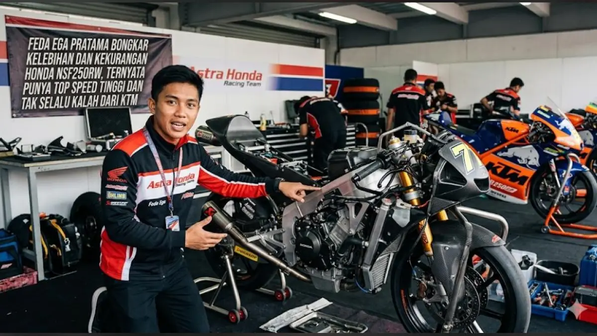 Feda Ega Pratama bongkar kelebihan dan kekurangan Honda NSF250RW, ternyata punya top speed tinggi dan tak selalu kalah dari KTM.(Gemini AI)