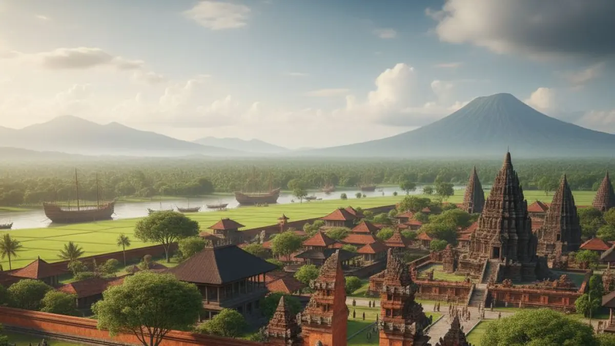 Sejarah Kerajaan Majapahit dari Singasari hingga Gajah Mada, penuh strategi, perang, dan kejayaan Nusantara.