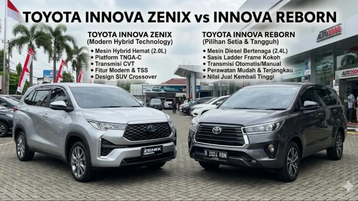 Toyota Innova Zenix vs Innova Reborn, simak alasan Reborn masih laris meski Zenix hadir dengan teknologi hybrid modern.(Gemini AI)