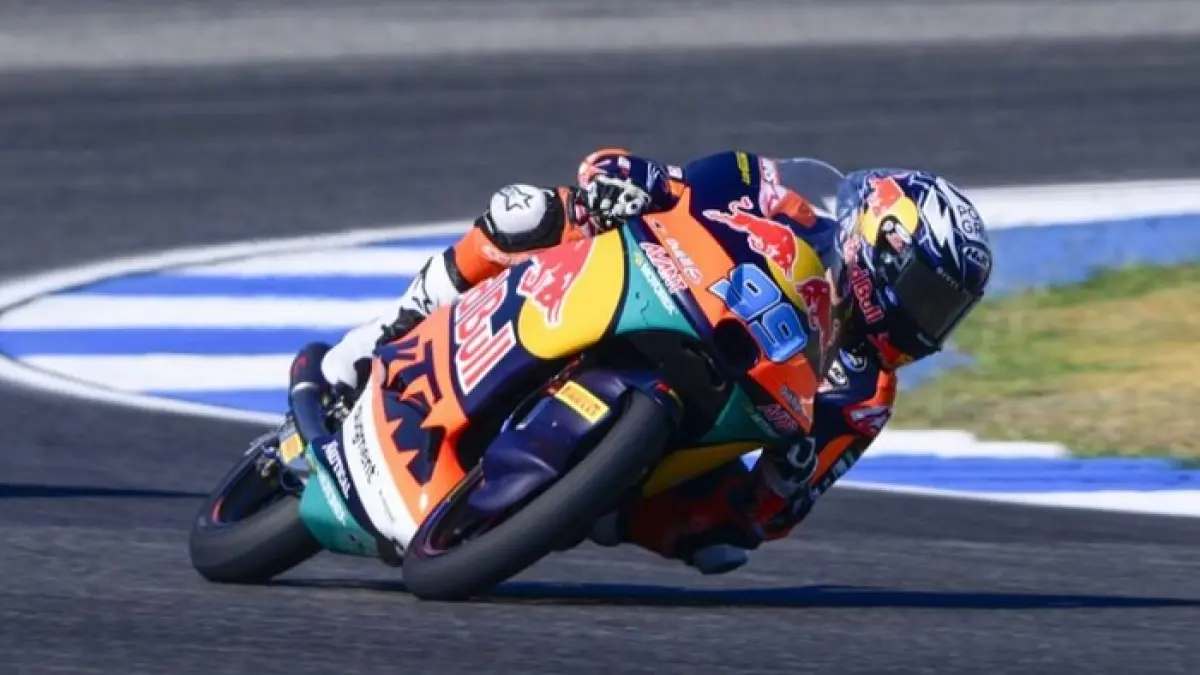 Veda Ega Pratama siap bangkit di Moto3 Spanyol 2026. Jerez menjadi ajang pembuktian usai kecelakaan Austin. (Pinterest)