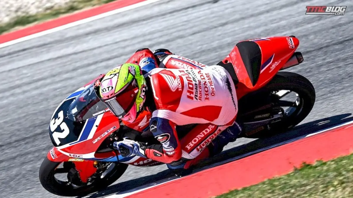 Kiandra Ramadipa juara di Estoril setelah melakukan overtake dramatis di lap terakhir Moto3 Junior World Championship 2026.(Gemini AI)