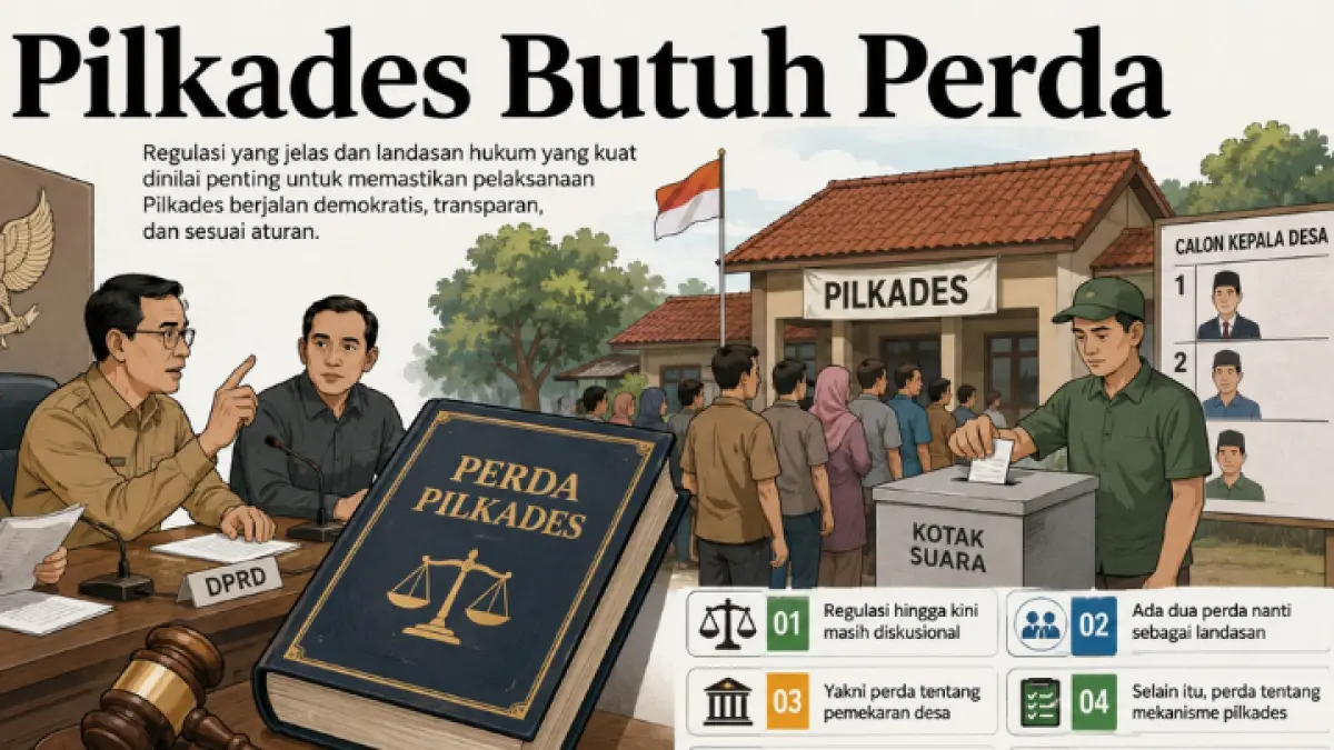 Pilkades 2027 semakin dekat, DPRD dan Pemkab Trenggalek kebut penyelesaian regulasi pelaksanaan desa serentak. (AI)