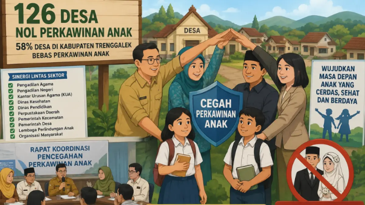 Sebanyak 126 desa di Trenggalek berstatus nol perkawinan anak berkat sinergi lintas sektor. (AI)

