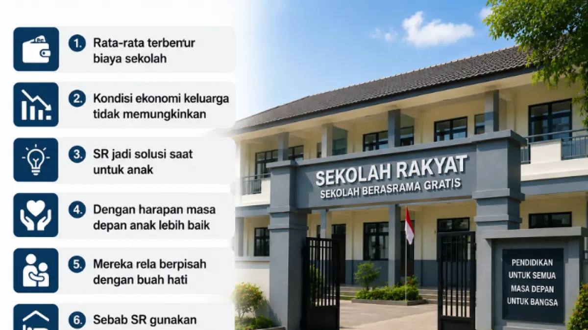 Keterbatasan biaya membuat sebagian orang tua memilih Sekolah Rakyat demi masa depan anak, meski harus rela berpisah sementara. (AI)