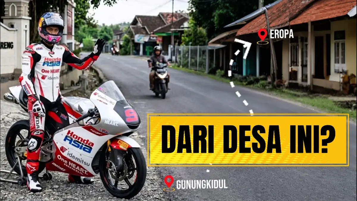 Tempat latihan Veda Ega Pratama di Gunungkidul ternyata hanya area parkir pasar sapi. Kisahnya bikin pecinta balap terharu. (Youtube. com)