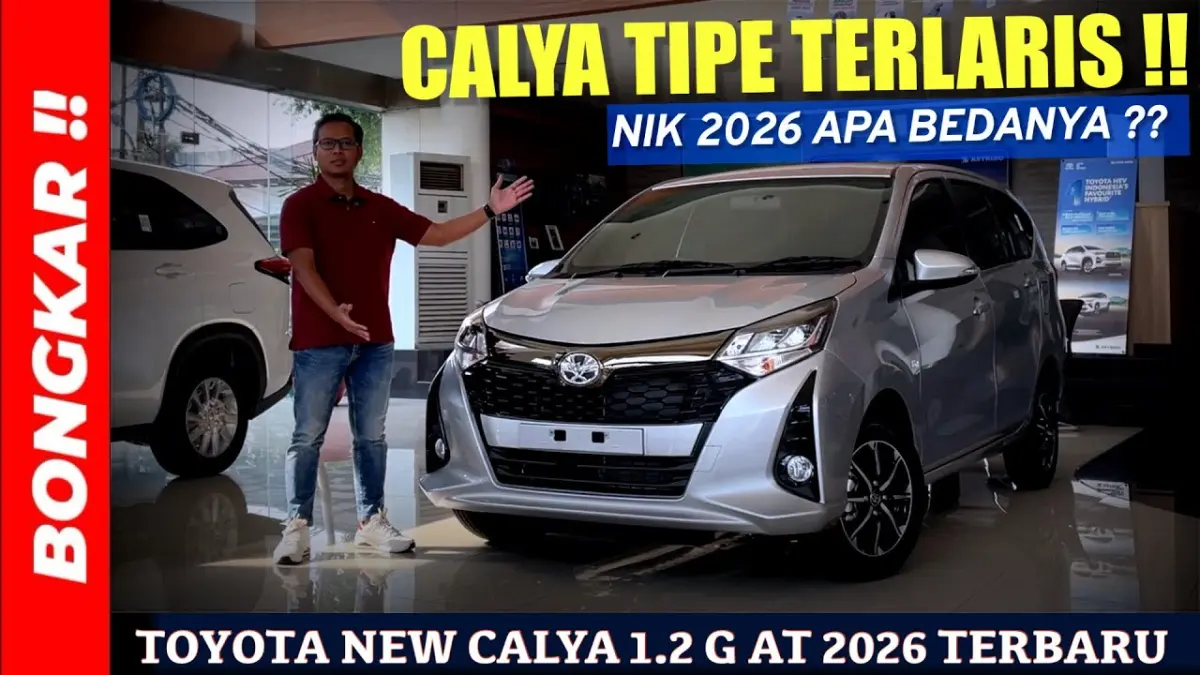 Toyota Calya 2026 ternyata belum keyless. Simak perbedaan dan fitur lengkap tipe G AT yang masih sama dengan model 2025. (Youtube. com)