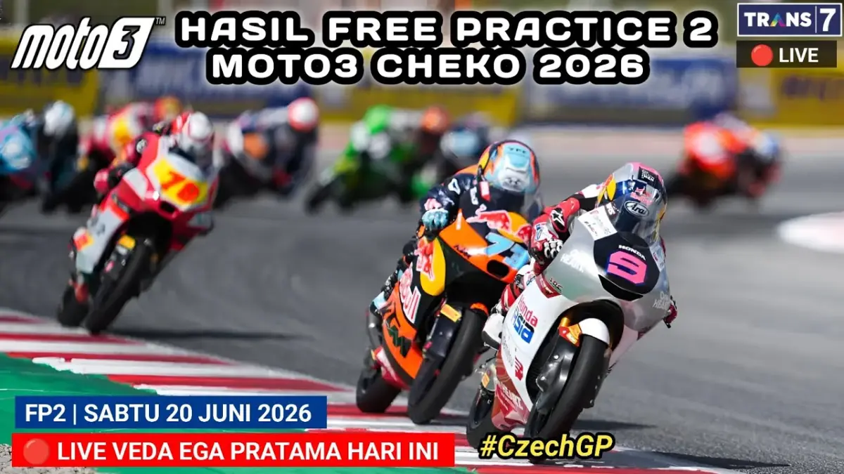 Veda Ega Pratama hanya finis P22 di FP2 Moto3 Ceko 2026, namun masih membayangi Brian Uriarte di klasemen sementara. (Youtube. com)
