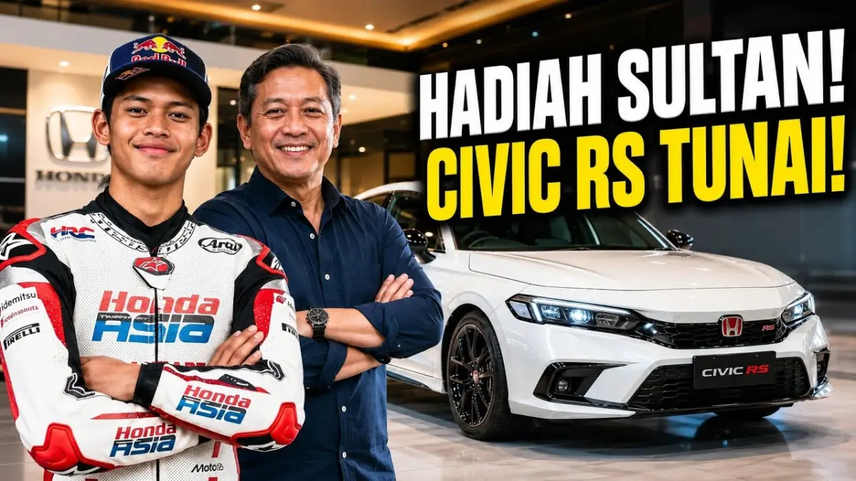 Veda Ega Pratama mendapat hadiah Honda Civic RS Rp600 jutaan dari Haji Haris usai mengharumkan nama Indonesia di dunia balap. (Youtube. com)