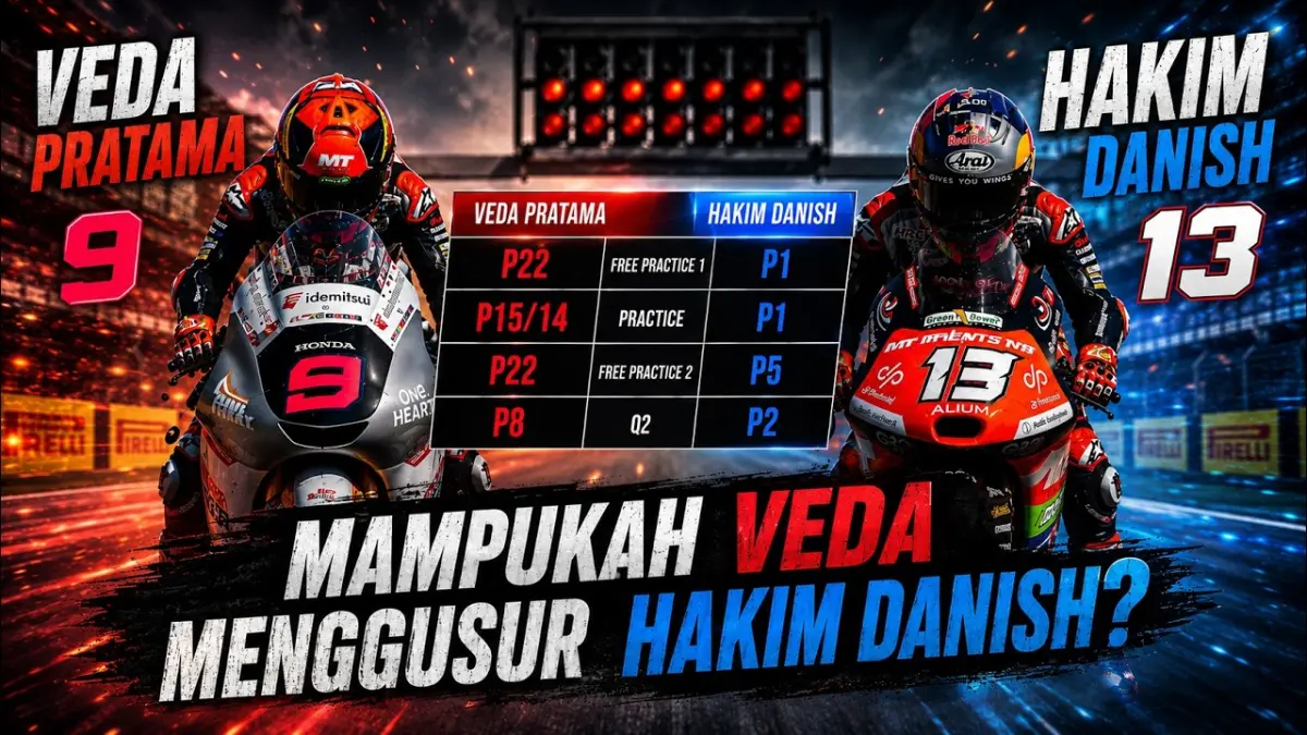 Veda Ega Pratama terancam Q1 di Moto3 Brno saat Hakim Danish tampil dominan. Mampukah pembalap Indonesia bangkit? (Youtube. com)