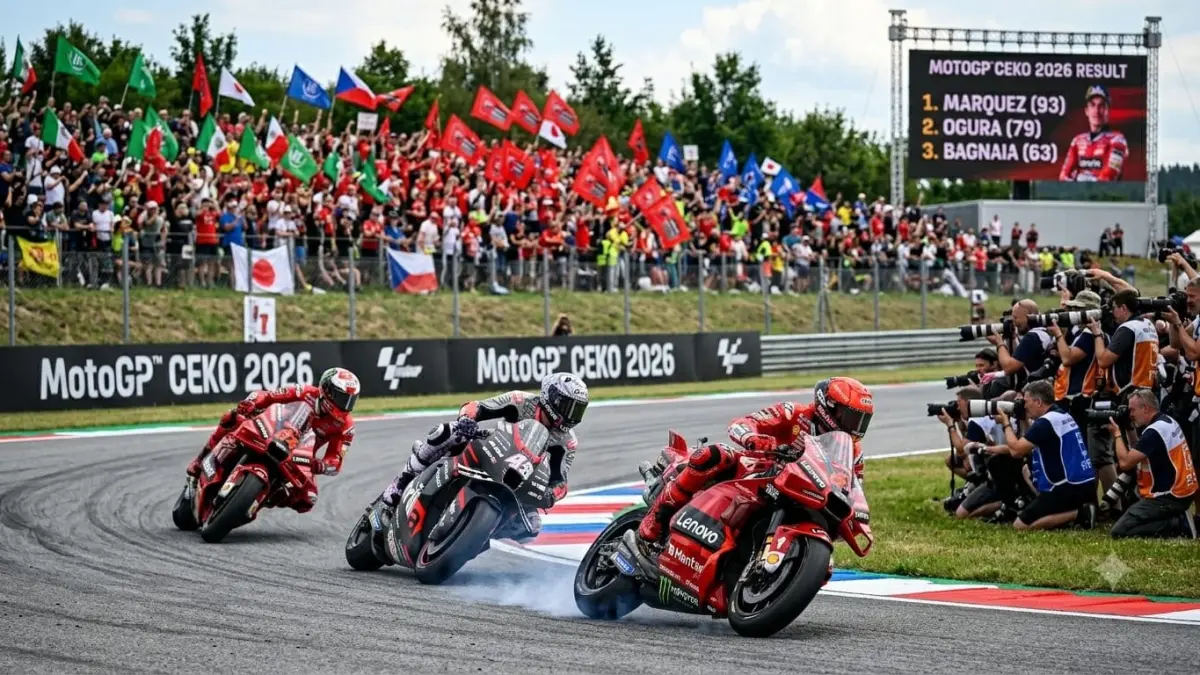 Hasil MotoGP Ceko 2026 dimenangkan Marc Marquez di Brno. Ai Ogura tampil mengejutkan dengan finis kedua di depan Bagnaia.