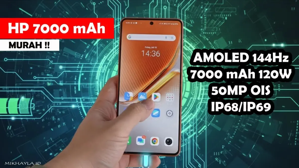 HP baterai 7000 mAh terbaik akhir 2025 hadir dengan fast charging hingga 120W. Simak 5 rekomendasi terbaik beserta spesifikasinya. (Youtube. com)
