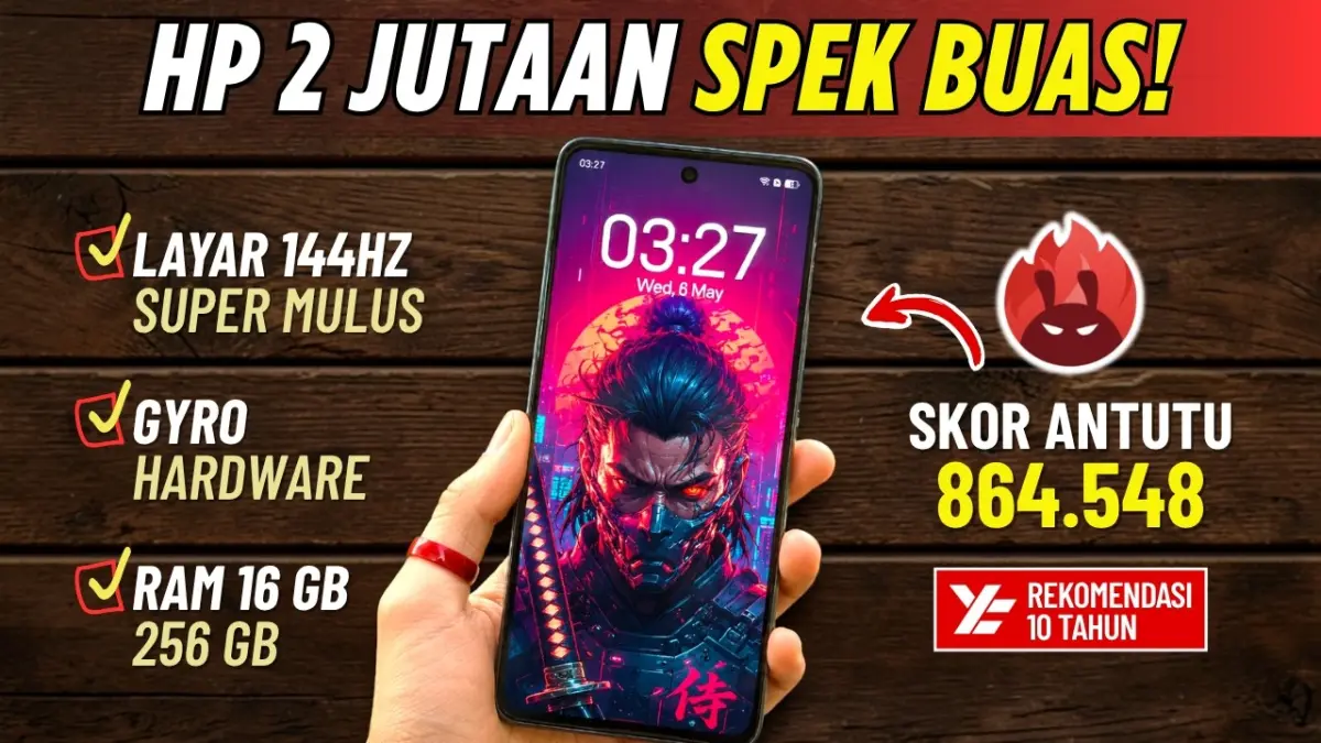 HP gaming 2 jutaan terbaik 2026 hadir dengan chipset kencang, baterai jumbo, layar 144 Hz, hingga fitur gaming premium. (Youtube. com)