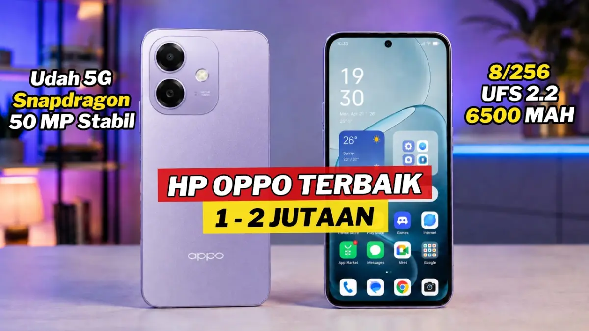 HP Oppo terbaik harga 1-2 jutaan hadir dengan baterai jumbo, RAM besar, fast charging, dan spesifikasi terbaik untuk penggunaan harian. (Youtube. com)