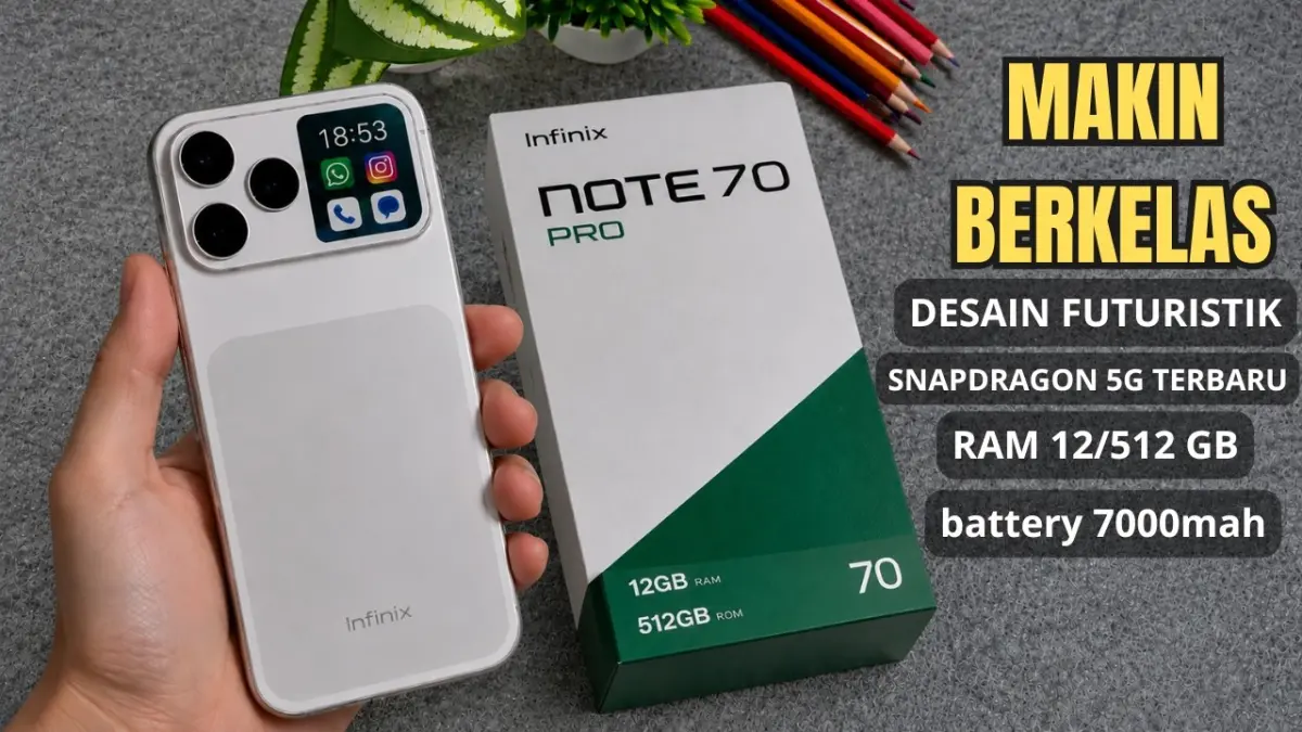 Infinix Note 70 Pro 5G dirumorkan hadir dengan kamera 200 MP, baterai 7.000 mAh, layar belakang, dan Snapdragon terbaru. (Youtube. com)