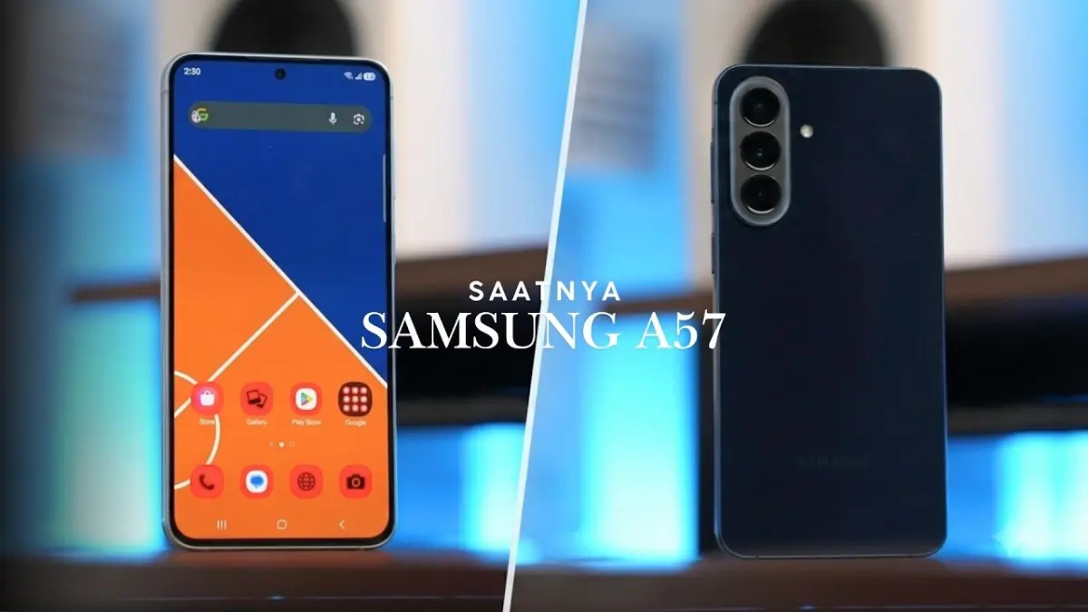 Samsung Galaxy A57 kini turun menjadi Rp5,9 juta. Simak review lengkap, kelebihan, kekurangan, performa, kamera, dan fitur AI terbaru. (Youtube. com)