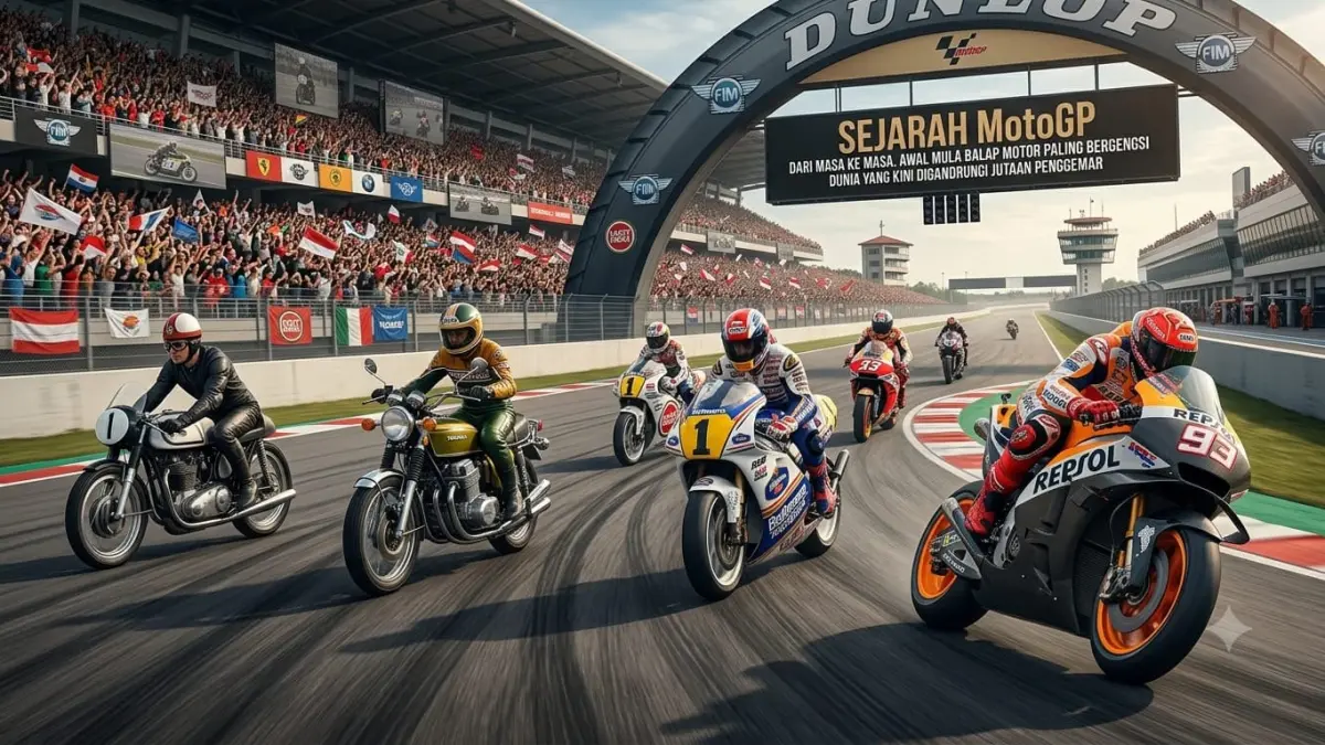 Sejarah MotoGP dari 1949 hingga era modern. Simak perjalanan balap motor paling bergengsi yang melahirkan banyak legenda.