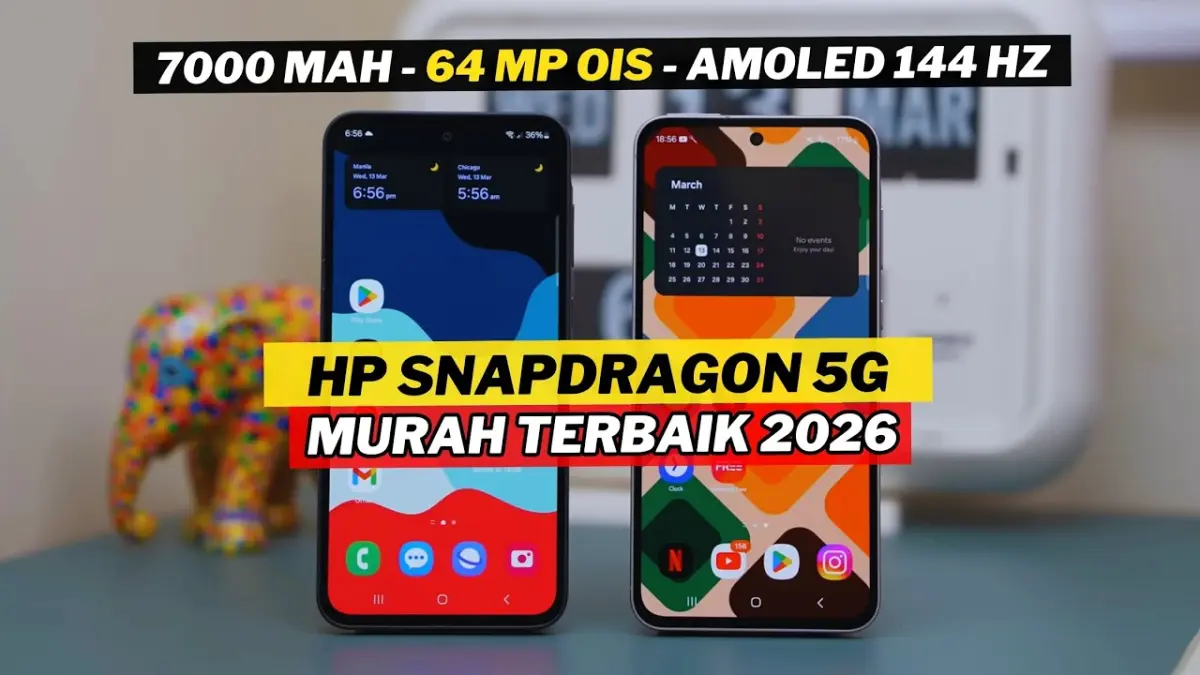 HP Snapdragon 5G murah terbaik 2026 hadir dengan performa kencang, layar AMOLED 120 Hz, dan baterai jumbo. Simak rekomendasinya. (Youtube. com)