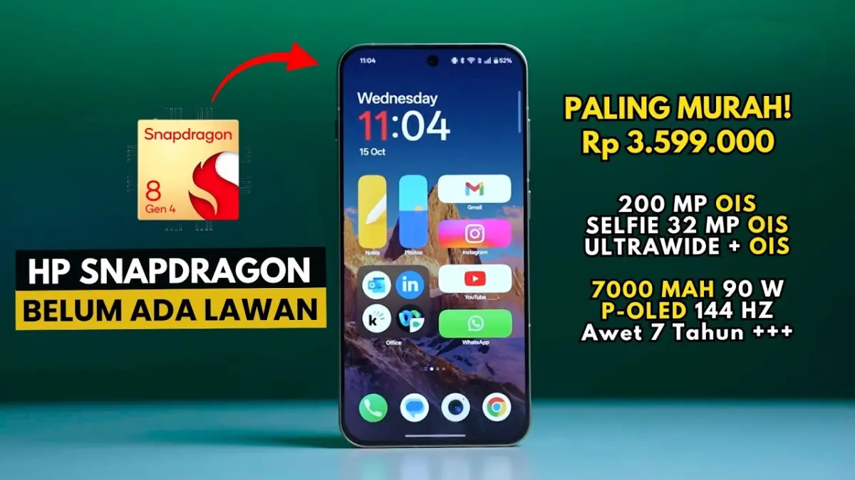 HP Snapdragon terbaik harga 3-6 jutaan hadir dengan performa gaming kencang, kamera tajam, dan baterai jumbo. Simak 10 rekomendasinya. (Youtube. com)