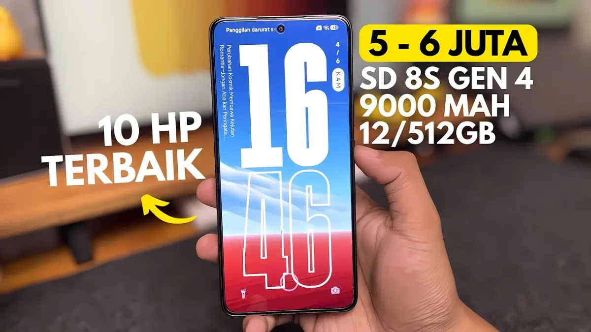 HP terbaik harga Rp5-6 jutaan tahun 2026 hadir dengan performa kencang, kamera terbaik, dan baterai jumbo. Cek 10 rekomendasinya! (Youtube. com)