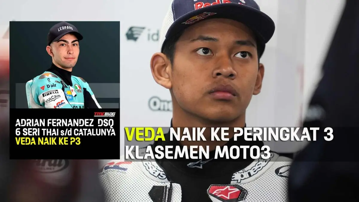 Adrian Fernandez didiskualifikasi dari enam seri Moto3 2026 akibat pelanggaran teknis mesin. Veda Ega Pratama naik podium GP Prancis dan peringkat 3 dunia. (Youtube. com)