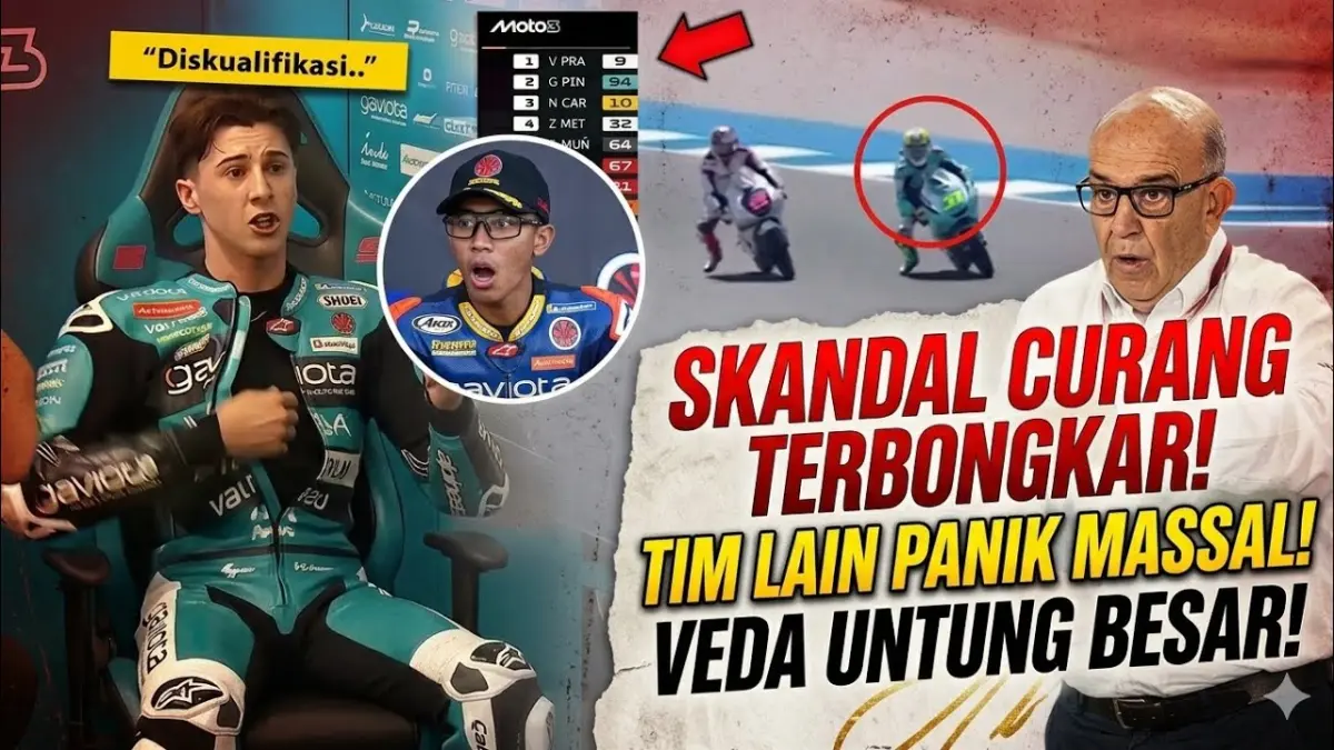 Adrian Fernandez didiskualifikasi enam seri Moto3 2026 akibat dugaan pelanggaran teknis. Veda Ega Pratama naik podium GP Prancis dan kini peringkat tiga dunia. (Youtube. com)