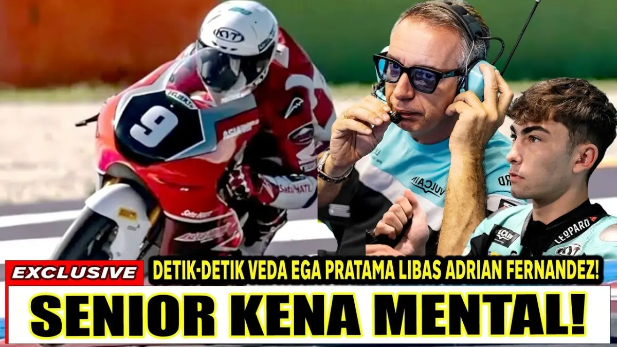 Adrian Fernandez frustrasi dikalahkan Veda Ega Pratama di Moto3 Thailand 2026. Selisih hanya 0,036 detik membuat duel keduanya jadi sorotan. (Youtube. com)