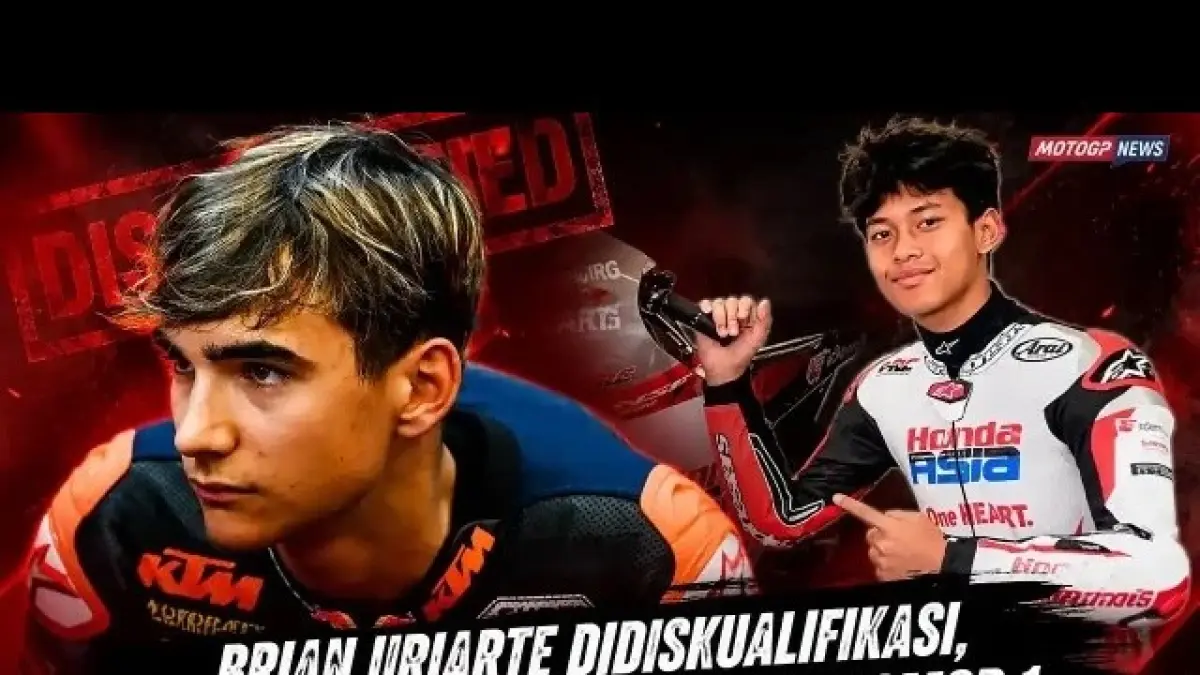 Brian Uriarte didiskualifikasi dari Moto3 Catalunya 2026 akibat pelanggaran regulasi oli mesin. Veda Ega Pratama kini naik ke posisi empat klasemen. (Youtube. com)