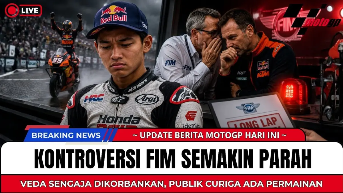 Kontroversi hukuman Veda Ega Pratama kembali ramai dibahas usai kasus Brian Uriarte. Fans menyoroti konsistensi regulasi FIM di Moto3 2026. (Youtube. com)