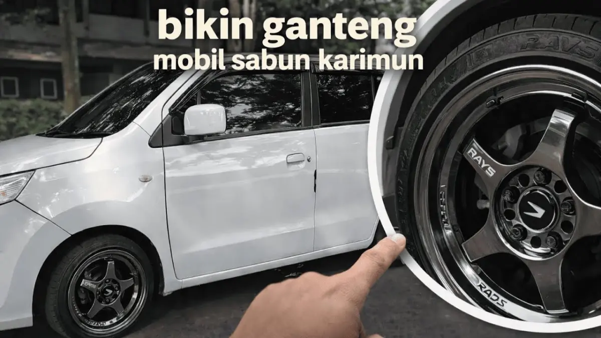 Modifikasi Suzuki Karimun Wagon R dengan velg ring 15, ban 175/50 R15, dan suspensi ceper bikin tampil lebih sporty serta handling makin stabil. (Youtube. com)