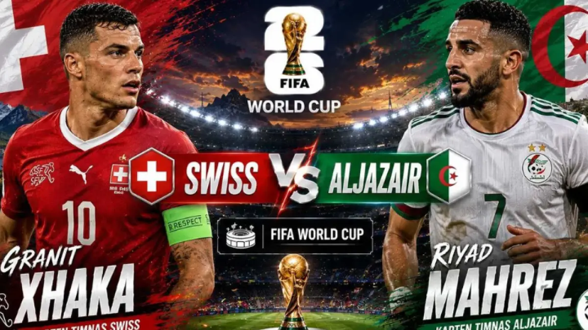 Swiss diunggulkan menghadapi Aljazair pada babak 32 besar Piala Dunia 2026 berkat performa lebih konsisten sepanjang grup.(jubirtvnews.com)
