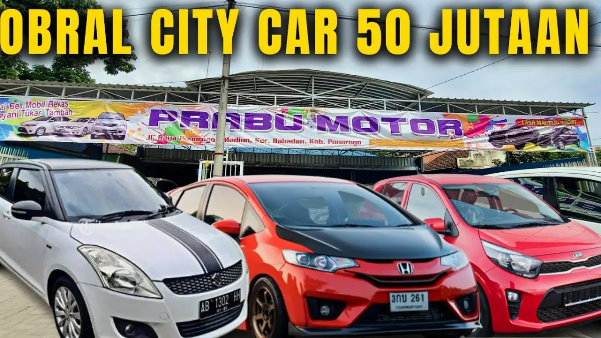 Harga mobil bekas murah mulai Rp50 jutaan tersedia di Prabu Motor Ponorogo. Ada Honda Jazz, Yaris, Swift, Sirion, Nissan March hingga Ignis. (Youtube. com)