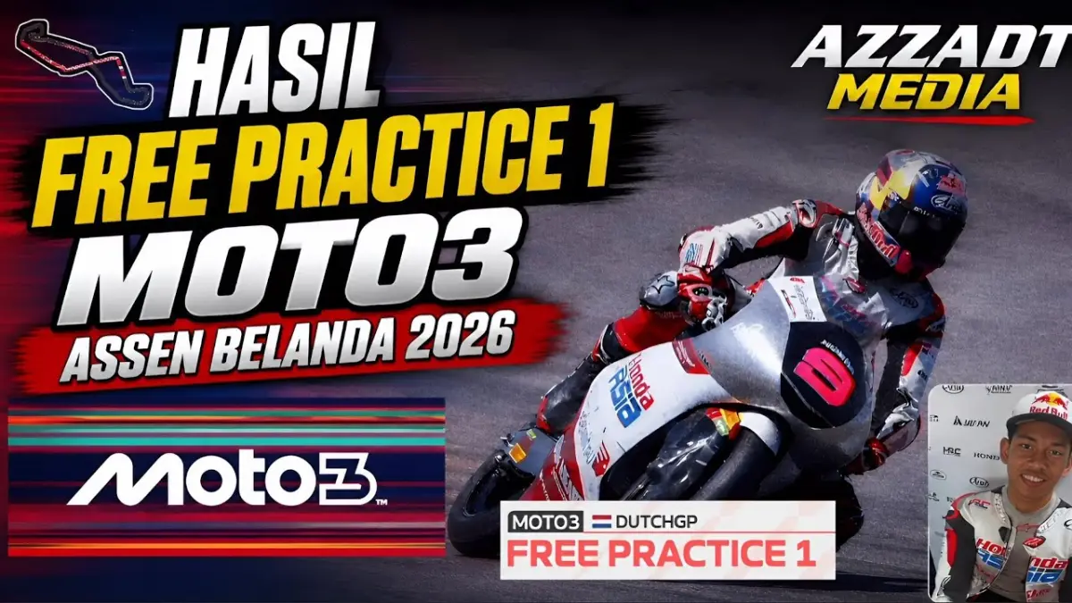 Hasil Practice Moto3 Ceko 2026 menempatkan Veda Ega Pratama di 14 besar sementara. Marco Morelli tercepat, sesi juga diwarnai sejumlah insiden crash. (Youtube. com)