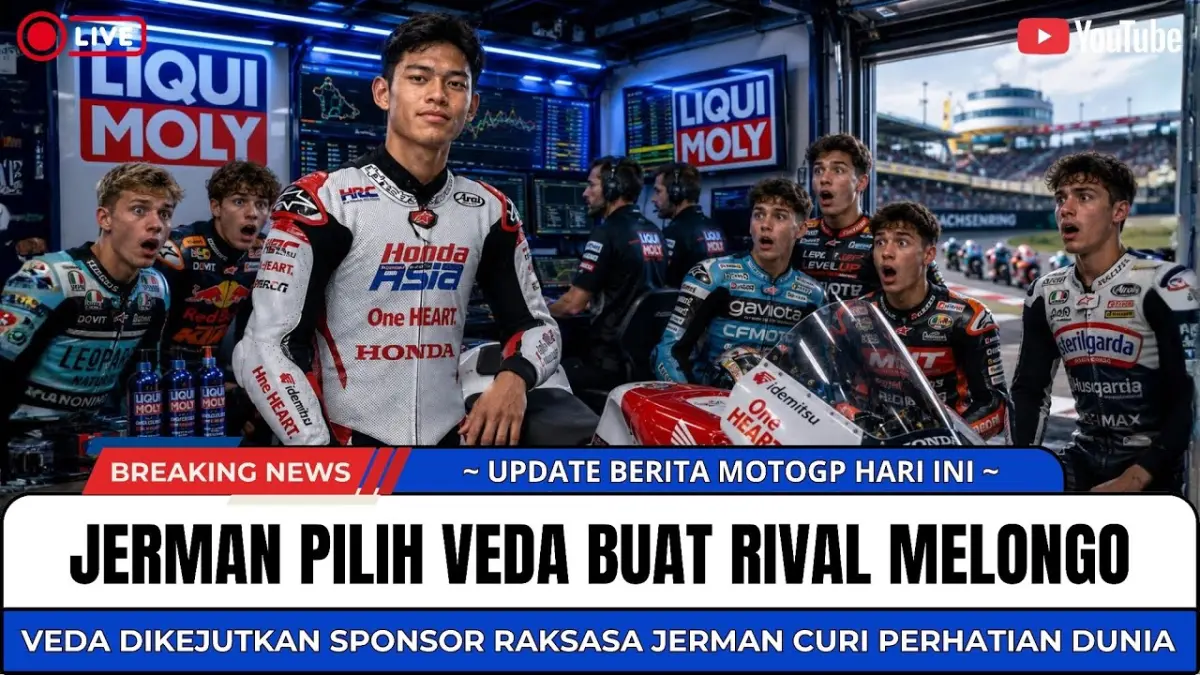 Veda Ega Pratama siap bangkit di Moto3 GP Jerman 2026 usai mendapat dukungan Liqui Moly. Peluang podium di Sachsenring semakin terbuka. (Youtube. com)