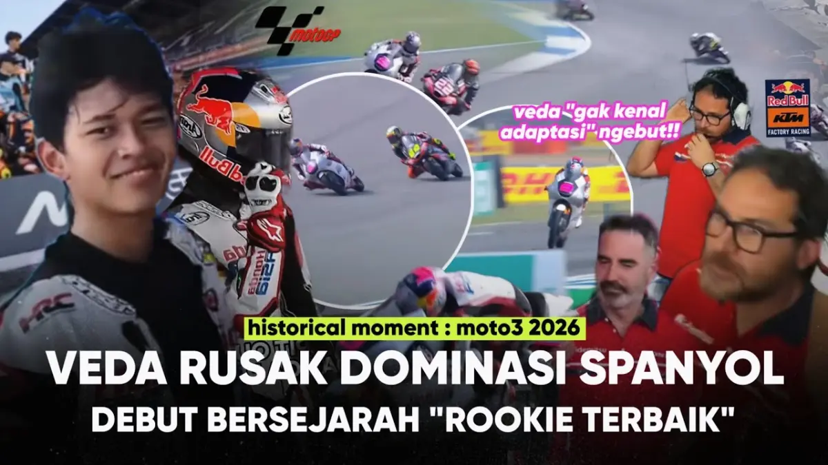 Veda Ega Pratama start posisi 6 Moto3 Thailand 2026. Debut impresif pembalap Indonesia ini membuka peluang bersaing dengan rider papan atas. (Youtube. com)
