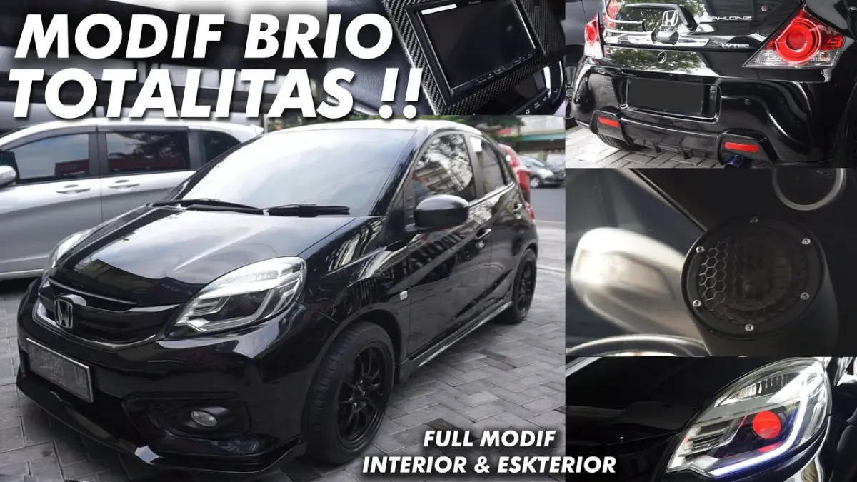 Honda Brio 2021 tipe E tampil lebih mewah dengan body kit custom, lampu RS, audio premium, interior karbon, dan velg ring 16. (Youtube. com)