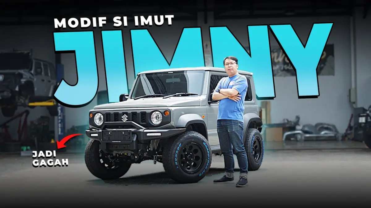 Modifikasi Suzuki New Jimny tampil makin garang dengan bumper aluminium, lift kit 2 inci, knalpot Borla Dual Exhaust, dan steering stabilizer. (Youtube. com)