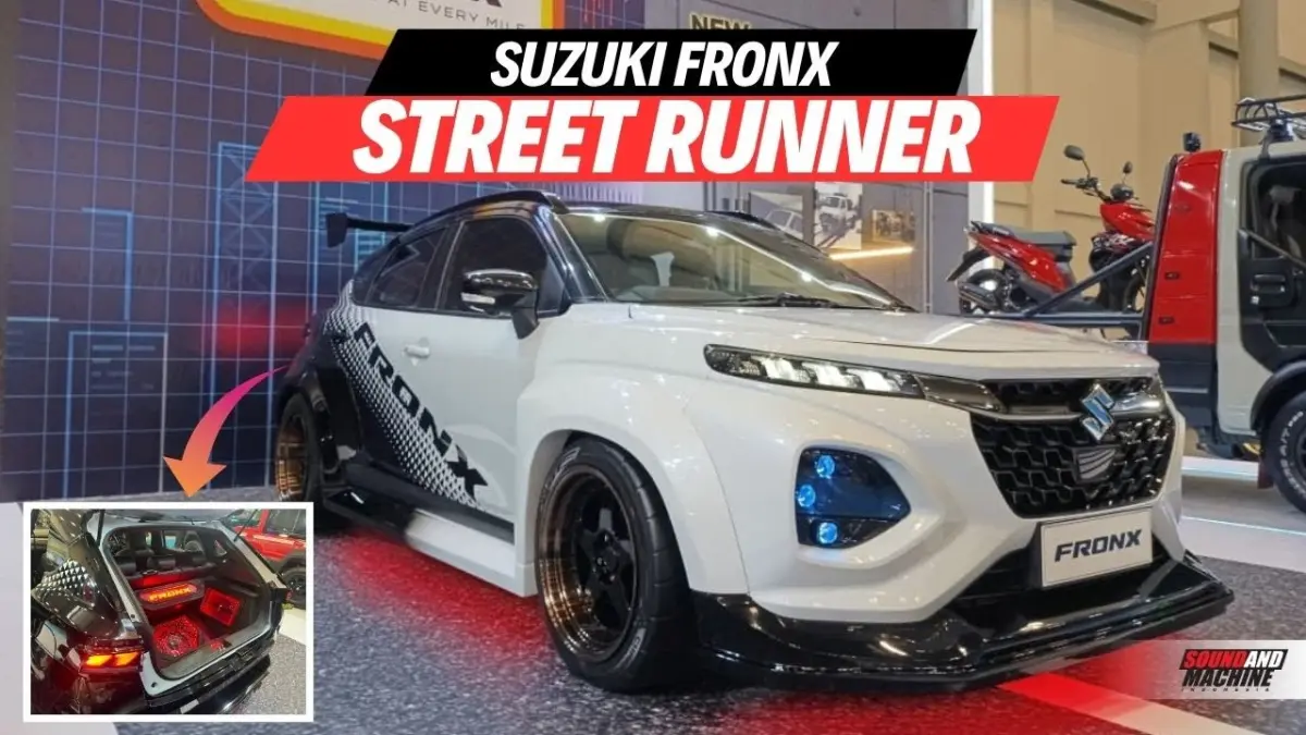 Suzuki Fronx modifikasi IMX 2025 tampil makin sporty dengan wide body, velg 17 inci, interior premium, dan audio berkualitas tinggi. (Youtube. com)