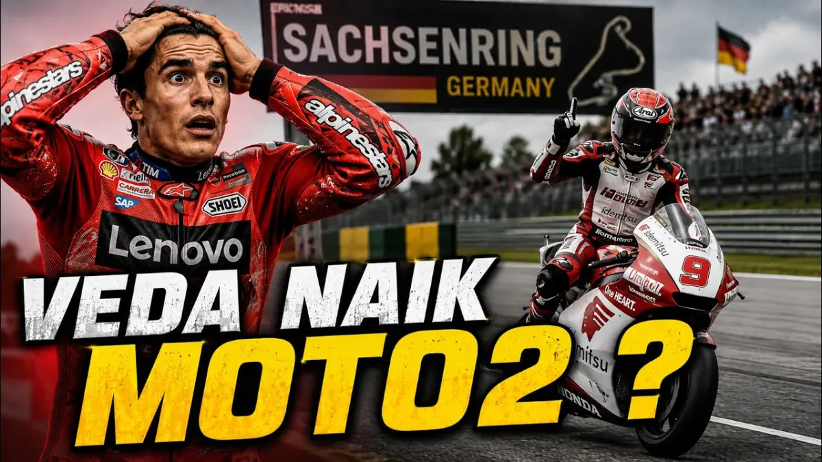 Rumor Veda Ega Pratama ke Moto2 2028 ramai dibahas. Namun Honda disebut masih fokus mematangkan kemampuan sang rookie di Moto3. (Youtube. com)