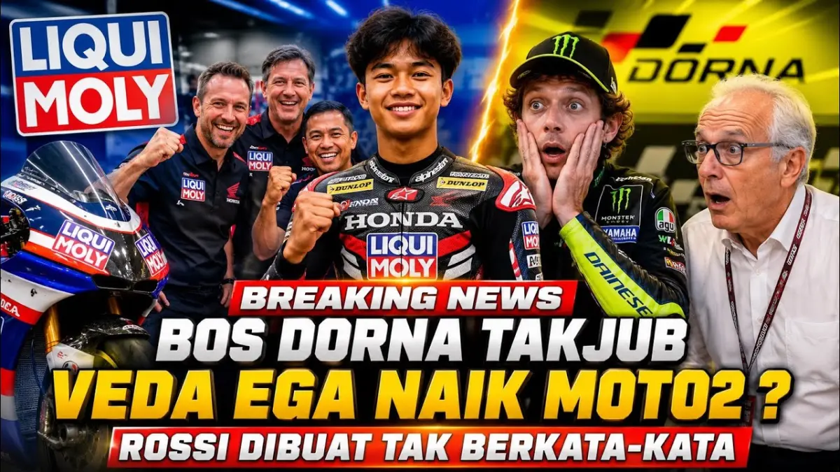 Veda Ega Pratama resmi didukung Liqui Moly usai tampil impresif di Moto3. Peluang naik ke Moto2 makin terbuka setelah dipuji Valentino Rossi. (Youtube. com)