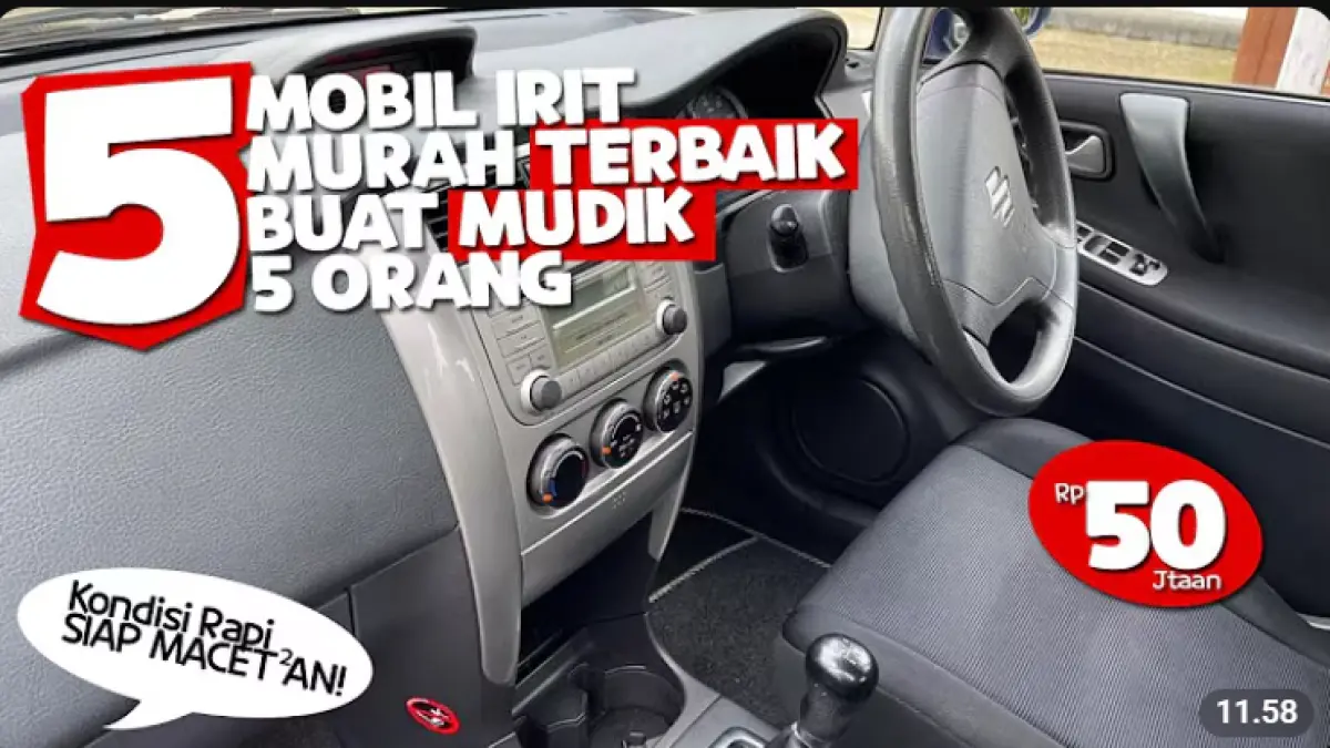 Mobil bekas Rp50 jutaan terbaik 2026 untuk mudik lima orang. Simak rekomendasi Karimun Estilo, Picanto, Getz, Aerio, hingga Kia Rio yang irit dan bandel (You Tube)