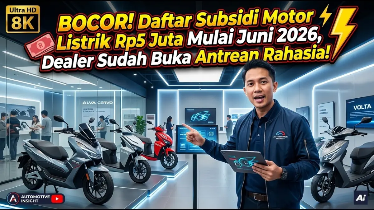 Subsidi motor listrik Rp5 juta resmi berlaku Juni 2026. Simak daftar motor yang berpeluang mendapat insentif serta syarat pembelian agar tidak kehabisan kuota. (Youtube. com)