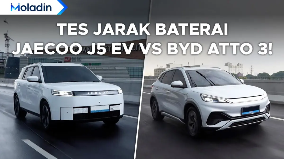 Tes jarak tempuh JAECOO J5 EV vs BYD Atto 3 membuktikan SUV listrik terbaru ini unggul efisiensi dan berhasil melampaui klaim jarak tempuhnya. (Youtube. com)