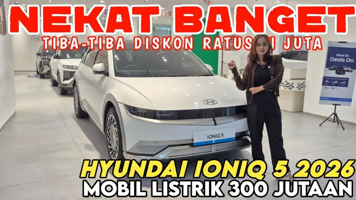 Diskon Hyundai Ioniq 5 2026 tembus ratusan juta. Simak harga terbaru, promo DP ringan, wall charger gratis, dan cicilan mulai Rp8 jutaan. (Youtube. com)