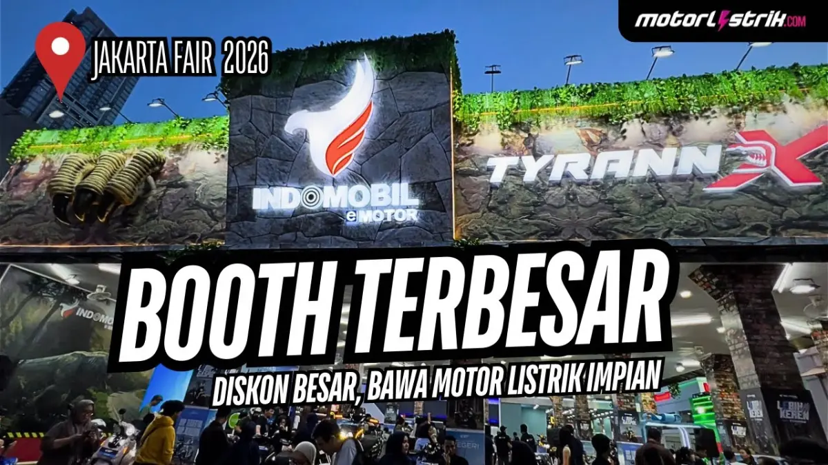 Indomobil E-Motor Tyranno X tampil perdana di PRJ 2026. Simak bocoran spesifikasi, promo motor listrik, lucky dip, dan jadwal peluncuran resminya. (Youtube. com)