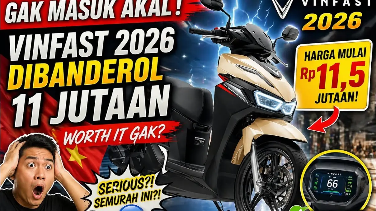 Motor listrik VinFast Evo hadir dengan harga mulai Rp11,5 juta, jarak tempuh 262 km, fitur swap battery, dan teknologi modern yang siap bersaing. (Youtube. com)