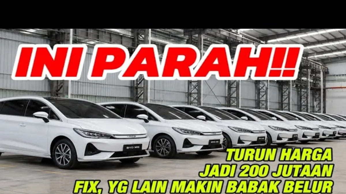 Promo BYD M6 2025 hadir dengan harga mulai Rp298 juta. Simak promo kredit tanpa DP, bunga 0 persen, serta spesifikasi lengkap MPV hybrid 7-seater ini. (Youtube. com)