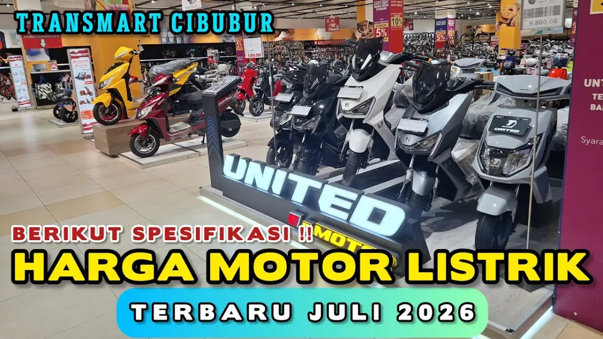 Update harga motor listrik Juli 2026 terbaru, mulai Rp5 jutaan hingga Rp20 jutaan. Simak daftar harga Exotic, United, dan Alva lengkap beserta fiturnya. (Youtube. com)