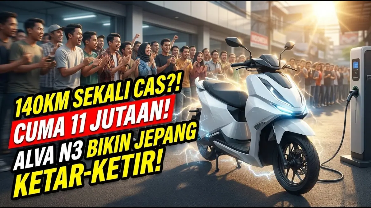 Alva N3 Next Gen 2026 menawarkan jarak tempuh hingga 140 km, Boost Charge, fitur digital lengkap, dan harga mulai Rp15 jutaan lewat sewa baterai. (Youtube. com)